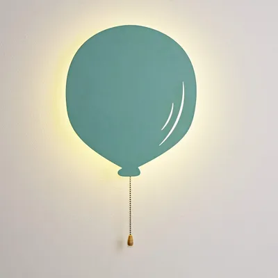 Immagine prodotto di Lampada da parete a LED verde menta, a forma di palloncino, in metallo, con funzione di luce notturna, alimentata a batteria