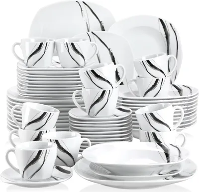 Zdjęcie produktu dla Zestaw porcelanowych naczyń, materiał przyjazny dla środowiska, styl zachodni, 60 SZTUK