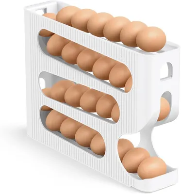 Produktbild von Eierhalter, Automatische Eierdispenser, Platzsparend für 28 Eier, 32,5 cm T x 7,5 cm B x 22,9 cm H