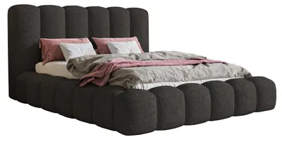 Obrázek produktu pro Manželská postel 180x200 cm Madeno - Ložnicová postel 180x200 - Úložný prostor, kovový rošt, silná pěna - Bouclé černá