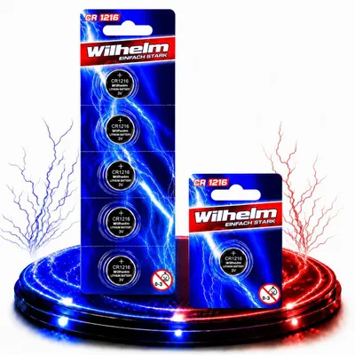 Produktbild von 6 x CR1216 WILHELM Lithium Knopfzelle 3V 26 mAh ø12 x 1,6 mm Batterie DL1216