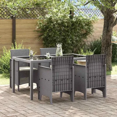 Produktbild von 4 hellgraue Gartenstühle aus Polypropylen, 53 x 49 x 85 cm – Gartenmöbel und Gartensitzmöbel