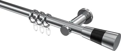 Produktbild von Interdeco Gardinenstange / Vorhangstange Chrom, Typ Platon Tanara (Konus Bicolor), 20 mm Ø 1-läufig, 220 cm