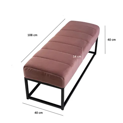 Obrázek produktu pro FineBuy čalouněná lavice 108 cm samet  růžová – čalouněná lavice do šatny, ložnice a obývacího pokoje – lavice do předsíně – lavice k posteli