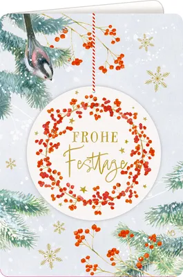 Produktbild von Weihnachtskarte mit Anhänger - Frohe Festtage