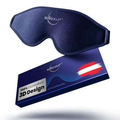 Zdjęcie produktu dla Maska do spania 3D silenzZZ® – wygodna, wyściełana, zapewniająca całkowitą ciemność – kolor granatowy, rozmiar 1 sztuka (opakowanie 1 szt.)