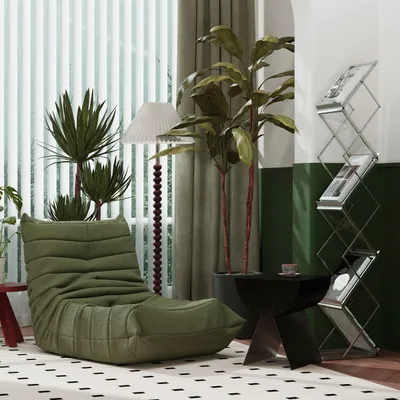 Produktbild von STILVORA Indoor-Sitzsack Schlafsofas Lazy Sofa mit Rückenlehne, faltbarer Einzelsofa mit Hochelastischer Schwammrahmen， Teddysamt, Grün