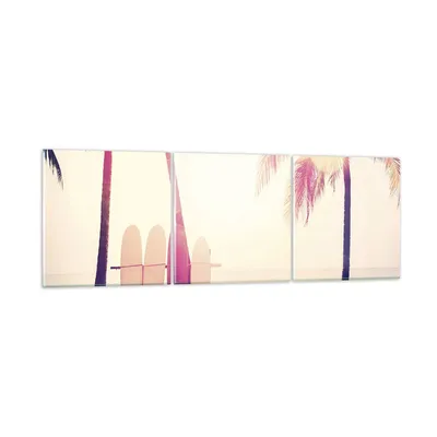 Produktbild von Bilder auf glas - 3 Teile - Fackel Strand Surfen - 150x50cm - Glasbilder - Wandbilder - Bilder - zum Aufhängen bereit - Wanddekoration aus Glas - Glas Bilder - Wandbild auf Glas - GCA150x50-4593