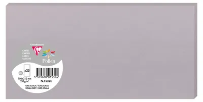 Image de Cartes Clairefontaine Pollen DL 106 x 213 mm, gris koala, 25 pièces