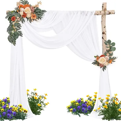 Quervorhang 160x600 cm, weiß, Polyester, für Hochzeit & Dekoration
