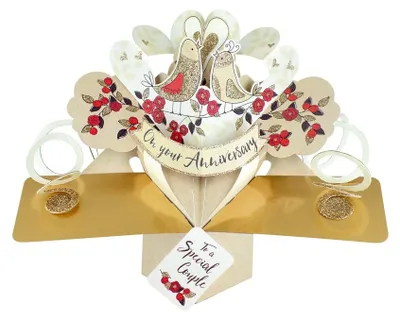 Produktbild von Jahrestag Pop-Up Karte mit Vogel-Design und "On Your Anniversary"