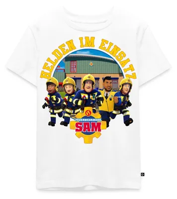 Produktbild von Spreadshirt Feuerwehrmann Sam™ Helden Im Einsatz Kinder Premium T-Shirt, 122/128 (6 Jahre), Weiß