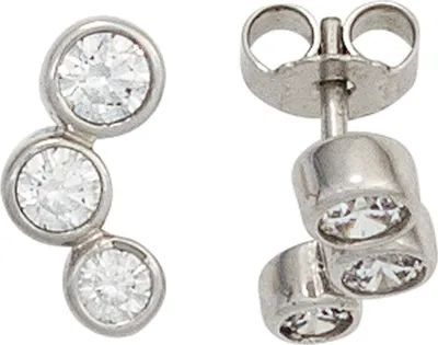 Produktbild von JOBO Ohrstecker 375 Gold Weißgold 6 Zirkonia Ohrringe