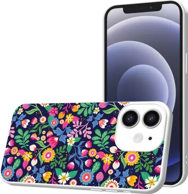 Produktbild von Smartphonica Handyhülle  Geeignet für iPhone 12 mit Blumendruck - TPU Back Cover Case Flower  Design - Weiß