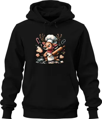Produktbild von Weihnachtsrentier Bäcker Kekse Backen Lebkuchen süß Weihnachten Uni Hoodie Kapuzenpullover, Schwarz, S