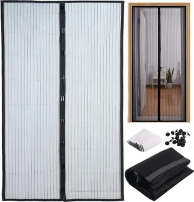 Produktbild von Insektenschutztür, Fliegengittertür, Fliegengitter-Türvorhang 210x100cm mit Magnet, 2 teilig für Terrassentüren Balkontüren Zimmertüren mit selbstklebendem Klettverschluss und Magnetverschluss, Innen- u. Außen anwendbar