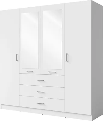 Obrázek produktu pro Široká šatní skříň se zrcadlem 200 cm SIBATE - bílá