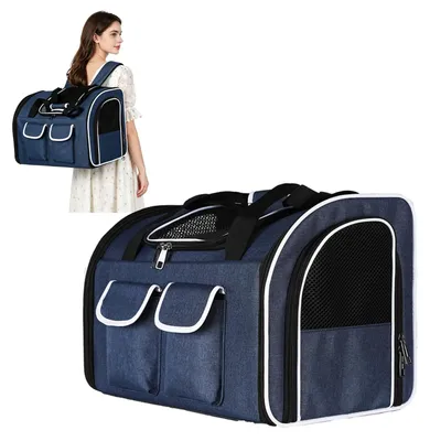 Image de Sac à dos pliable pour chats et chiens, respirant, jusqu'à 10 kg, avec tapis amovible, idéal pour les voyages