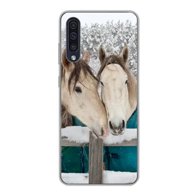 Produktbild von MuchoWow® Handyhülle Schutzhülle Hülle für Samsung Galaxy A30s Pferde - Decke - Schnee Silikon Softcase Handy Hülle - Karteninhaber