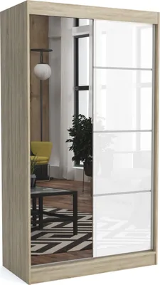 Produktbild von Moderner Kleiderschrank mit Schiebetüren ZANU 120 cm Hochglanzplatte (SONOMA)