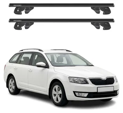 Imagen del producto de Soportes básicos para portaequipajes para Skoda Octavia III Kombi, modelos 2013-2019, aluminio, con color negro, juego de 2 piezas, Imagen generada por IA