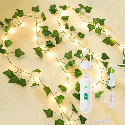 Kunstklimop-Lichterkette 2 m, 20 LEDs, warmweiß, Timer, 8 Modi