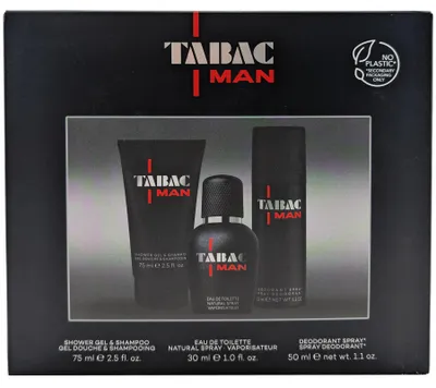 Produktbild von Tabac MAN Geschenkset Trio 1 x 30 ml Eau de Toilette + 75 ml Duschgel +Deo Spray