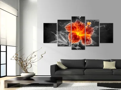 Produktbild von Akustikbild Abstrakt Blumen 200x100 cm Bilder Akustikschaum Hochleistungsschallabsorber Schallschutz Leinwand 5 tlg Wandbild Raumakustik Schalldämmung 020101-261