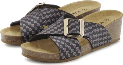 Produktbild von VIVANCE Pantolette Sandale, Mule, offener Schuh, Sommerschuh, schwarz/lila Größe 42