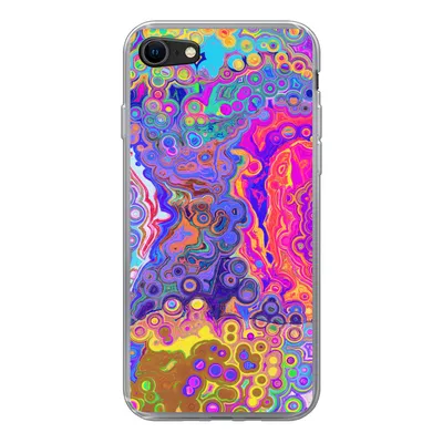 Produktbild von MuchoWow® Handyhülle Schutzhülle Hülle für iPhone SE 2020 Kunst - Formen - Farbe - Psychedelisch Silikon Softcase Handy Hülle - Kartenbesitzer