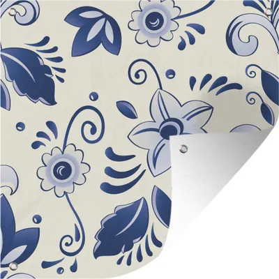 Produktbild von MuchoWow® 50x50 cm Outdoor-Poster Gartendeko Sichtschutz Garten Poster für den Garten  Eine Illustration von blauen Orchideen