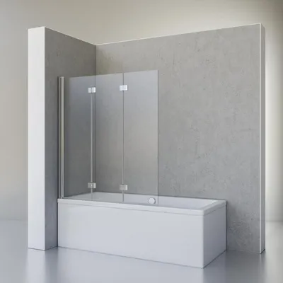 Produktbild von Schulte Duschabtrennung für Badewanne Valet, 130 x 142 cm, 3-teilig, 5 mm Sicherheitsglas (ESG) Klar hell, Profile und Scharniere in Chromoptik