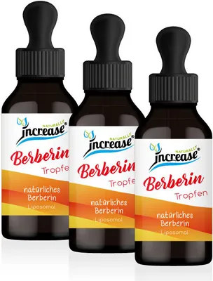 Produktbild von Nimm 3, zahl 2 Aktion Liposomale Berberin Tropfen hochdosiert - 2000mg Berberin pro Tag (180.000mg in 3 Flaschen) - Keto MCT Öl C8 & C10