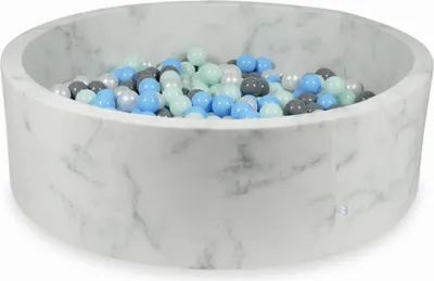 Immagine prodotto di Piscina secca 130x40 in marmo con 700 palline: Menta chiara, azzurro, grigio, madreperla