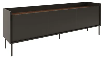 Produktbild von Selsey Tovi - TV-Schrank 3-türig, 175 cm, Schwarz / Holzoptik Nussbaum