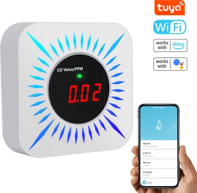 Zdjęcie produktu dla Tuya WiFi CO Gas Leak Detector - przenośny detektor tlenku węgla, wielofunkcyjny tester stężenia gazu z alarmem aplikacji i funkcją świetlno-dźwiękową