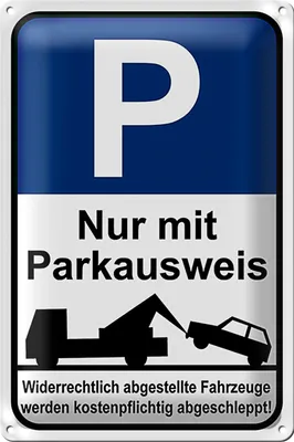 Produktbild von Blechschild Parken 20x30cm Parkplatzschild mit Parkausweis