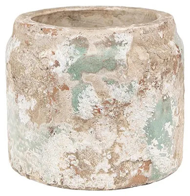 Productafbeelding van Clayre & Eef bloempot, diameter 11 cm, hoogte 9 cm, beige, groen, terracotta