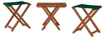 Produktbild von Klappbarer Gartenhocker X-Stuhl dunkel mit grünem Stoff V-10-216-04