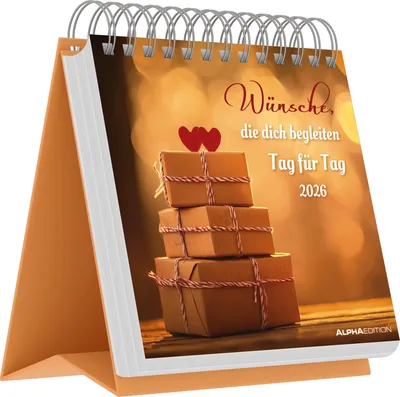 Produktbild von Alpha Edition - Wünsche, die dich begleiten - Tag für Tag 2026 - Postkartenkalender 16×17 cm mit 53 Lebensweisheiten & stimmungsvollen Motiven, Wandkalender zum Verschenken
