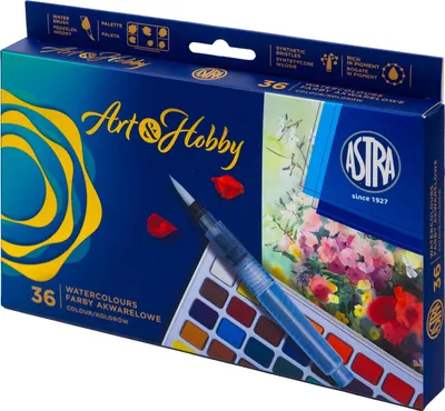 Image de Aquarelle 36 couleurs + pinceau + palette Art&Hobby Astra