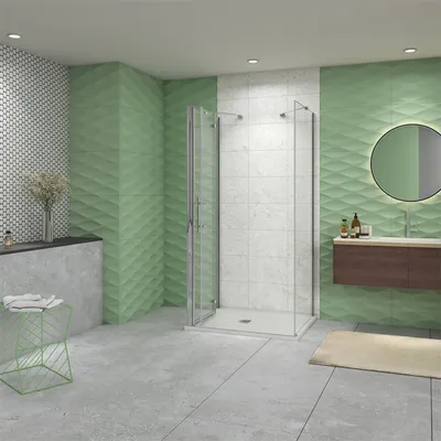 Produktbild von 100x90cm 185cm 6mm ESG Nano Glas Falttür Glastür U-Duschkabine Scharniertür Duschtür