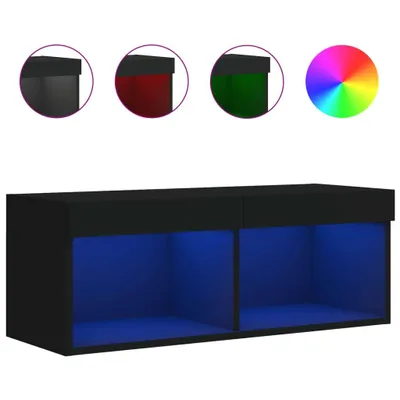 Produktbild von Eleganten-Stil TV-Schrank ,Modernes Design,Fernsehschrank, Wohnzimmer, mit LED-Leuchten Schwarz 80x30x30 cm - TV-Schränke - Möbel26