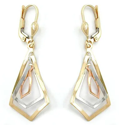 Produktbild von Brisur Ohrhänger Ohrringe Rhomben 375 Gold tricolor Gelb Rot Weiß Damen