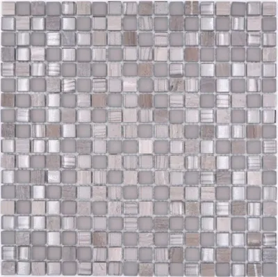 Produktbild von Mosaikfliese Glas Naturstein Mosaik Stein mix grau matt Fliesenspiegel MOS92-590_f