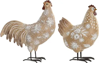 Obrázok produktu pre Dekoratívna figúrka Home ESPRIT Biely prírodný kohút 22,5 X 10 X 23,5 CM (2 ks)