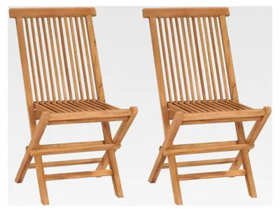 Produktbild von 2 Stück Teak Massiv Gartenstuhl Klappstuhl Holzstuhl Gartenmöbel
