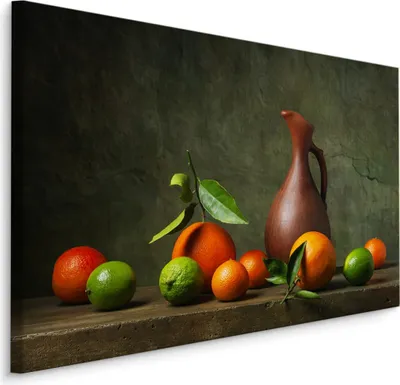 Produktbild von Fabelhafte Canvas LEINWAND BILDER 40x30 cm XXL Kunstdruck Essen Obst Orangen Limetten