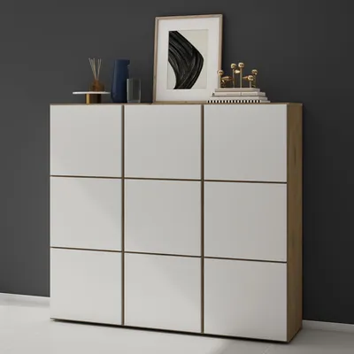 Immagine prodotto di doporro Scarpiera Ingresso Componibile 135x36x120 cm con 18 Ripiani in Legno Marrone Chiaro e Bianco Opaco, Mobile Porta Scarpe Salvaspazio con Grande Capacitš€ per Corridoio o Camera