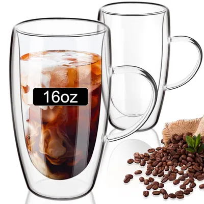 Doppelwandige Latte-Gläser 470 ml, Set mit 2, ohne Deckel